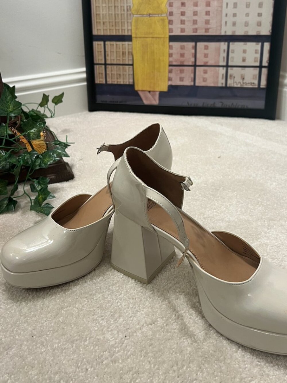Wild Fable Cream Chunky High Heels, Size 8 1/2